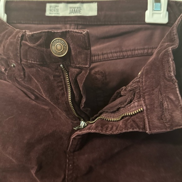 Topshop Moto Burgundy Corduroy Pants Size W24 L30 mid rise, skinny - Picture 3 of 5
